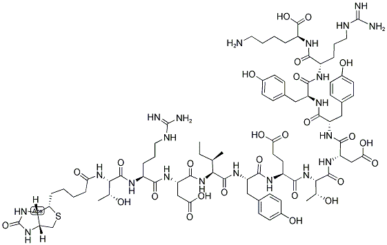 BIOTIN-THR-ARG-ASP-ILE-TYR-GLU-THR-ASP-TYR-TYR-ARG-LYS-OH Struktur