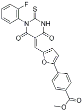 METHYL 4-(5-{(E)-[1-(2-FLUOROPHENYL)-4,6-DIOXO-2-THIOXOTETRAHYDROPYRIMIDIN-5(2H)-YLIDENE]METHYL}-2-FURYL)BENZOATE Struktur