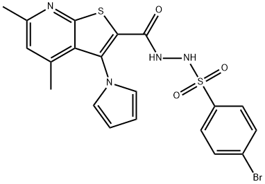 4-BROMO-N'-([4,6-DIMETHYL-3-(1H-PYRROL-1-YL)THIENO[2,3-B]PYRIDIN-2-YL]CARBONYL)BENZENESULFONOHYDRAZIDE Struktur