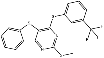 2-(METHYLSULFANYL)-4-([3-(TRIFLUOROMETHYL)PHENYL]SULFANYL)[1]BENZOTHIENO[3,2-D]PYRIMIDINE Struktur