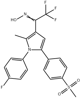 2,2,2-TRIFLUORO-1-(1-(4-FLUOROPHENYL)-2-METHYL-5-[4-(METHYLSULFONYL)PHENYL]-1H-PYRROL-3-YL)-1-ETHANONE OXIME Struktur