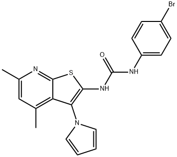 N-(4-BROMOPHENYL)-N'-[4,6-DIMETHYL-3-(1H-PYRROL-1-YL)THIENO[2,3-B]PYRIDIN-2-YL]UREA Struktur