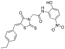 2-[(5Z)-5-(4-ETHYLBENZYLIDENE)-4-OXO-2-THIOXO-1,3-THIAZOLIDIN-3-YL]-N-(2-HYDROXY-5-NITROPHENYL)ACETAMIDE Struktur