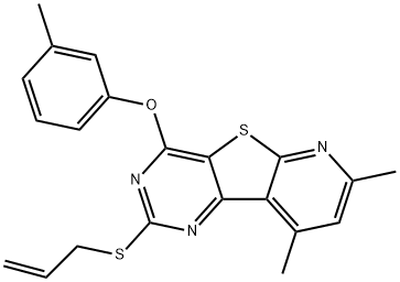 2-(ALLYLSULFANYL)-7,9-DIMETHYL-4-(3-METHYLPHENOXY)PYRIDO[3',2':4,5]THIENO[3,2-D]PYRIMIDINE Struktur