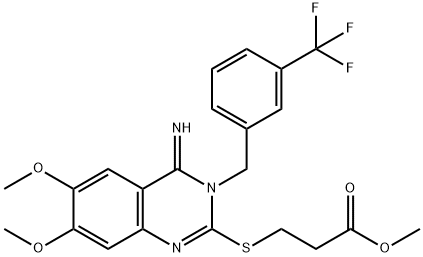 METHYL 3-((4-IMINO-6,7-DIMETHOXY-3-[3-(TRIFLUOROMETHYL)BENZYL]-3,4-DIHYDRO-2-QUINAZOLINYL)SULFANYL)PROPANOATE Struktur