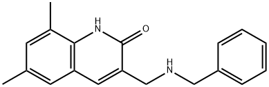 3-(BENZYLAMINO-METHYL)-6,8-DIMETHYL-1H-QUINOLIN-2-ONE Struktur