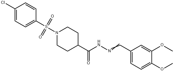 1-[(4-CHLOROPHENYL)SULFONYL]-N'-[(E)-(3,4-DIMETHOXYPHENYL)METHYLIDENE]-4-PIPERIDINECARBOHYDRAZIDE Struktur