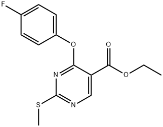 ETHYL 4-(4-FLUOROPHENOXY)-2-(METHYLSULFANYL)-5-PYRIMIDINECARBOXYLATE Struktur