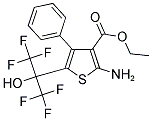 2-AMINO-4-PHENYL-5-(2,2,2-TRIFLUORO-1-HYDROXY-1-TRIFLUOROMETHYL-ETHYL)-THIOPHENE-3-CARBOXYLIC ACID ETHYL ESTER Struktur