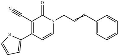 2-OXO-1-[(E)-3-PHENYL-2-PROPENYL]-4-(2-THIENYL)-1,2-DIHYDRO-3-PYRIDINECARBONITRILE Struktur