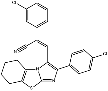 (Z)-2-(3-CHLOROPHENYL)-3-[2-(4-CHLOROPHENYL)-5,6,7,8-TETRAHYDROIMIDAZO[2,1-B][1,3]BENZOTHIAZOL-3-YL]-2-PROPENENITRILE Struktur