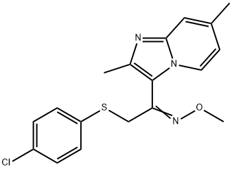 2-[(4-CHLOROPHENYL)SULFANYL]-1-(2,7-DIMETHYLIMIDAZO[1,2-A]PYRIDIN-3-YL)-1-ETHANONE O-METHYLOXIME Struktur