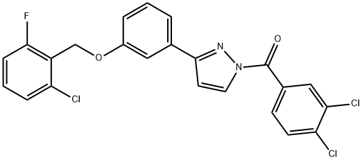 (3-(3-[(2-CHLORO-6-FLUOROBENZYL)OXY]PHENYL)-1H-PYRAZOL-1-YL)(3,4-DICHLOROPHENYL)METHANONE Struktur