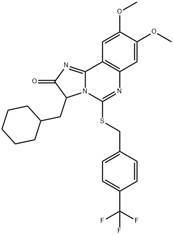 3-(CYCLOHEXYLMETHYL)-8,9-DIMETHOXY-5-([4-(TRIFLUOROMETHYL)BENZYL]SULFANYL)IMIDAZO[1,2-C]QUINAZOLIN-2(3H)-ONE Struktur