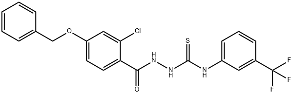 2-[4-(BENZYLOXY)-2-CHLOROBENZOYL]-N-[3-(TRIFLUOROMETHYL)PHENYL]-1-HYDRAZINECARBOTHIOAMIDE Struktur