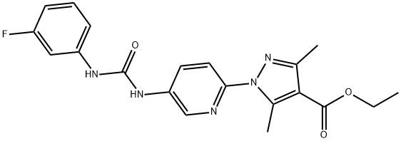 ETHYL 1-(5-([(3-FLUOROANILINO)CARBONYL]AMINO)-2-PYRIDINYL)-3,5-DIMETHYL-1H-PYRAZOLE-4-CARBOXYLATE Struktur