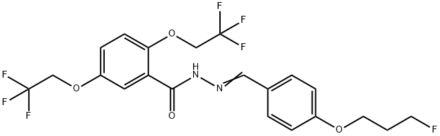 N'-((E)-[4-(3-FLUOROPROPOXY)PHENYL]METHYLIDENE)-2,5-BIS(2,2,2-TRIFLUOROETHOXY)BENZENECARBOHYDRAZIDE Struktur