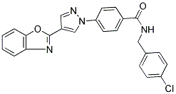 4-[4-(BENZOXAZOL-2-YL)-1H-PYRAZOL-1-YL]-N-(4-CHLOROBENZYL)BENZAMIDE Struktur