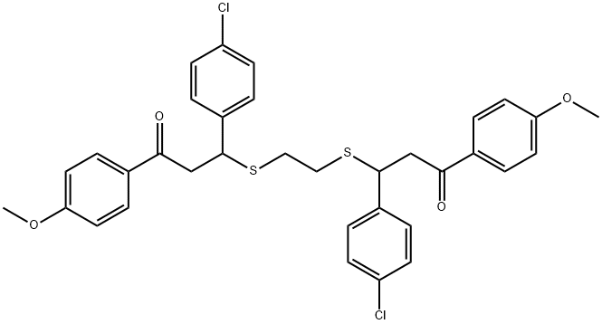 3-(4-CHLOROPHENYL)-3-[(2-([1-(4-CHLOROPHENYL)-3-(4-METHOXYPHENYL)-3-OXOPROPYL]SULFANYL)ETHYL)SULFANYL]-1-(4-METHOXYPHENYL)-1-PROPANONE Struktur