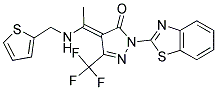 (4E)-2-(1,3-BENZOTHIAZOL-2-YL)-4-{1-[(THIEN-2-YLMETHYL)AMINO]ETHYLIDENE}-5-(TRIFLUOROMETHYL)-2,4-DIHYDRO-3H-PYRAZOL-3-ONE Struktur