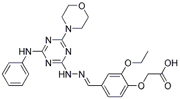 (E)-2-(2-ETHOXY-4-((2-(4-MORPHOLINO-6-(PHENYLAMINO)-1,3,5-TRIAZIN-2-YL)HYDRAZONO)METHYL)PHENOXY)ACETIC ACID Struktur