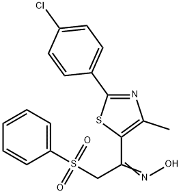 1-[2-(4-CHLOROPHENYL)-4-METHYL-1,3-THIAZOL-5-YL]-2-(PHENYLSULFONYL)-1-ETHANONE OXIME Struktur