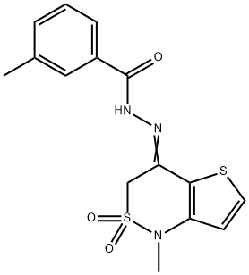 3-METHYL-N'-[1-METHYL-2,2-DIOXO-2,3-DIHYDRO-2LAMBDA6-THIENO[3,2-C][1,2]THIAZIN-4(1H)-YLIDEN]BENZENECARBOHYDRAZIDE Struktur