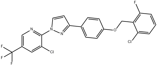 2-CHLORO-6-FLUOROBENZYL 4-(1-[3-CHLORO-5-(TRIFLUOROMETHYL)-2-PYRIDINYL]-1H-PYRAZOL-3-YL)PHENYL ETHER Struktur