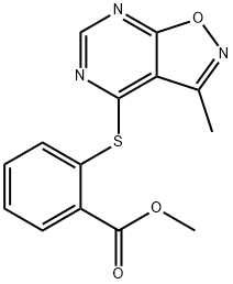 METHYL 2-[(3-METHYLISOXAZOLO[5,4-D]PYRIMIDIN-4-YL)SULFANYL]BENZENECARBOXYLATE Struktur