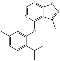 2-ISOPROPYL-5-METHYLPHENYL 3-METHYLISOXAZOLO[5,4-D]PYRIMIDIN-4-YL ETHER Struktur