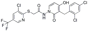 2-([3-CHLORO-5-(TRIFLUOROMETHYL)-2-PYRIDINYL]SULFANYL)-N-[3-(2,4-DICHLOROBENZYL)-4-HYDROXY-2-OXO-1(2H)-PYRIDINYL]ACETAMIDE Struktur