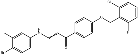 (E)-3-(4-BROMO-3-METHYLANILINO)-1-(4-[(2-CHLORO-6-FLUOROBENZYL)OXY]PHENYL)-2-PROPEN-1-ONE Struktur