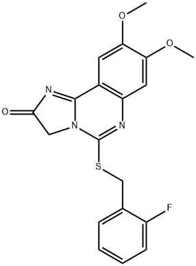 5-[(2-FLUOROBENZYL)SULFANYL]-8,9-DIMETHOXYIMIDAZO[1,2-C]QUINAZOLIN-2(3H)-ONE Struktur