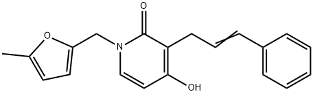 4-HYDROXY-1-[(5-METHYL-2-FURYL)METHYL]-3-[(E)-3-PHENYL-2-PROPENYL]-2(1H)-PYRIDINONE Struktur