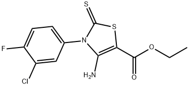 ETHYL 4-AMINO-3-(3-CHLORO-4-FLUOROPHENYL)-2-THIOXO-2,3-DIHYDRO-1,3-THIAZOLE-5-CARBOXYLATE Struktur