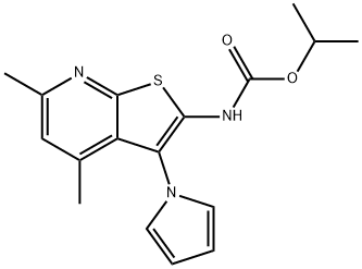 ISOPROPYL N-[4,6-DIMETHYL-3-(1H-PYRROL-1-YL)THIENO[2,3-B]PYRIDIN-2-YL]CARBAMATE Struktur