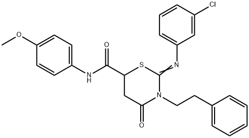 (Z)-2-(3-CHLOROPHENYLIMINO)-N-(4-METHOXYPHENYL)-4-OXO-3-PHENETHYL-1,3-THIAZINANE-6-CARBOXAMIDE Struktur