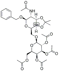 BENZYL 2-ACETAMIDO-2-DEOXY-3,4-O-ISOPROPYLIDENE-6-O-(2,3,4,6- TETRA-O-ACETYL-BETA-D-GALACTOPYRANOSYL)-D-GALACTOPYRANOSIDE Struktur