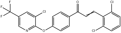 (E)-1-(4-([3-CHLORO-5-(TRIFLUOROMETHYL)-2-PYRIDINYL]OXY)PHENYL)-3-(2,6-DICHLOROPHENYL)-2-PROPEN-1-ONE Struktur