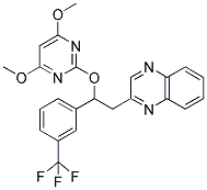 2-[2-((4,6-DIMETHOXYPYRIMIDIN-2-YL)OXY)-2-(3-(TRIFLUOROMETHYL)PHENYL)ETHYL]QUINOXALINE Struktur