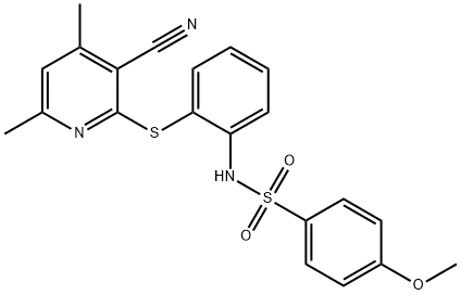 N-(2-[(3-CYANO-4,6-DIMETHYL-2-PYRIDINYL)SULFANYL]PHENYL)-4-METHOXYBENZENESULFONAMIDE Struktur