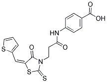 4-((3-[(5E)-4-OXO-5-(THIEN-2-YLMETHYLENE)-2-THIOXO-1,3-THIAZOLIDIN-3-YL]PROPANOYL)AMINO)BENZOIC ACID Struktur