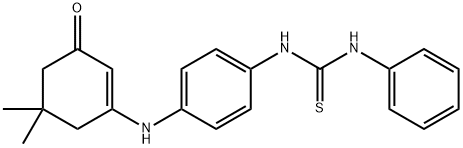 5,5-DIMETHYL-3-((4-(((PHENYLAMINO)THIOXOMETHYL)AMINO)PHENYL)AMINO)CYCLOHEX-2-EN-1-ONE Struktur