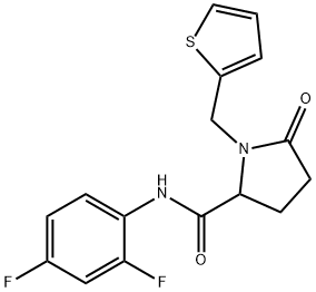 N-(2,4-DIFLUOROPHENYL)-5-OXO-1-(2-THIENYLMETHYL)-2-PYRROLIDINECARBOXAMIDE Struktur