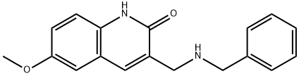 3-(BENZYLAMINO-METHYL)-6-METHOXY-1H-QUINOLIN-2-ONE Struktur