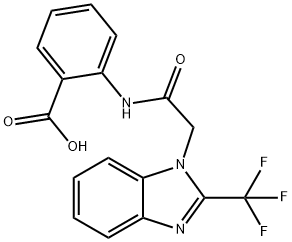 2-((2-[2-(TRIFLUOROMETHYL)-1H-1,3-BENZIMIDAZOL-1-YL]ACETYL)AMINO)BENZENECARBOXYLIC ACID Struktur