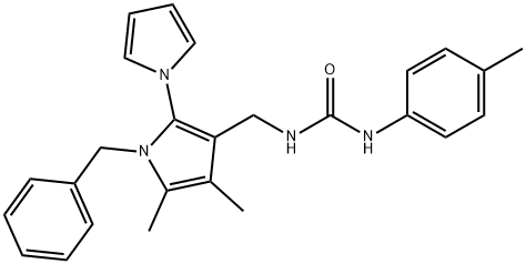 N-((1-BENZYL-4,5-DIMETHYL-2-(1H-PYROL-1-YL)-1H-PYROL-3-YL)METHYL)-N'-(4-METHYLPHENYL)UREA Struktur