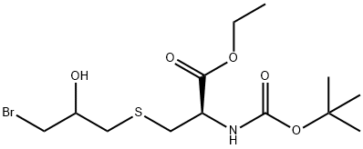 ETHYL 3-[(3-BROMO-2-HYDROXYPROPYL)SULFANYL]-2-[(TERT-BUTOXYCARBONYL)AMINO]PROPANOATE Struktur