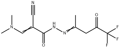 (E)-2-CYANO-3-(DIMETHYLAMINO)-N'-[(E)-4,4,4-TRIFLUORO-1-METHYL-3-OXOBUTYLIDENE]-2-PROPENOHYDRAZIDE Struktur