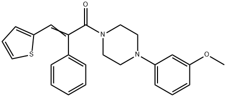 (E)-1-[4-(3-METHOXYPHENYL)PIPERAZINO]-2-PHENYL-3-(2-THIENYL)-2-PROPEN-1-ONE Struktur